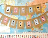 Cowboy Theme HAPPY BIRTHDAY Banner in Burlap for Boy or Gender Neutral Birthday Party Garland