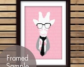 As Tall as a Giraffe (Giraffe with Glasses and Tie) 5x7 Art Print (Featured in Pink Lemonade, Dolphin and Black) Buy 3 Get One Free