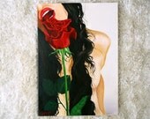 ROSE AND PASSION -  20"x27" Painting artwork , easter , Original Wall Art, Home Decor, Fashion Illustration typographic poster