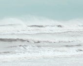 Beach Photography Beautiful Soft Teal Sky Ocean Seaspray Waves Fine Art print  11x14 coastal decor nautical beach home decor