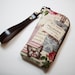 Iphone 5 Case /Sleeve / padded zipper pounch with leather Key Chain Wristlet