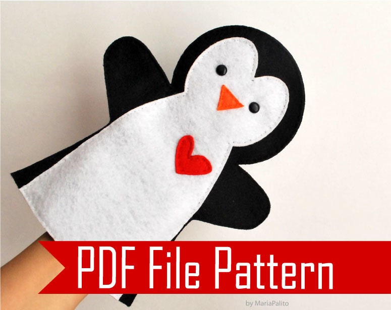 Penguin Hand Puppet PDF Sewing Pattern A511
