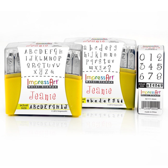 Jeanie Impressart 4 mm Uppercase, Lowercase, and Numbers Combo-Metal Stamp Set-Metal Alphabet Set
