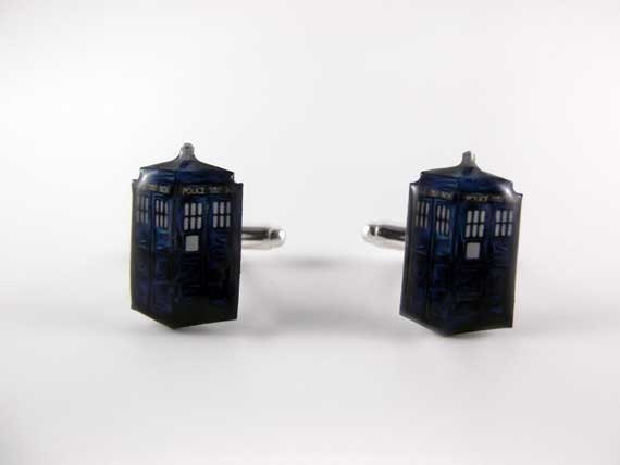 TARDIS cufflinks Doctor Who cufflinks police phone box cufflinks