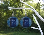 TARDIS earrings Doctor Who inspired earrings 1/2 inch, 3/4 inch, 1 inch silver, gold, black