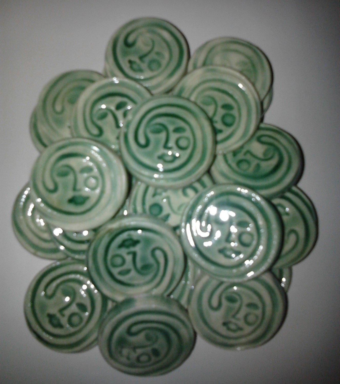25 pc Handmade Rune Set In Porcelain Spiral Face