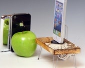 Hairpin leg table dock for iPhone 5 or ANY iPod or iPhone. Recycled wood. Industrial. 478. Mid century modern. FAST SHIPPING.