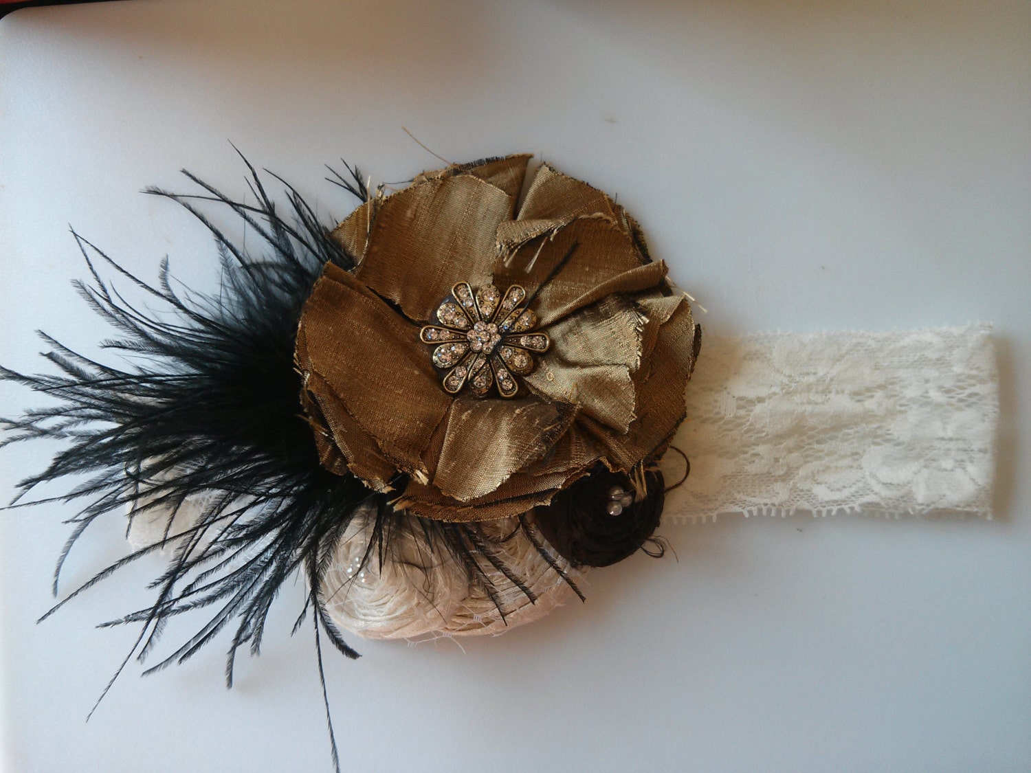 black and white lace headband
