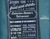 Chalkboard. Retirement Invite or Birthday Party Invite by Tipsy Graphics. Any colors Il_170x135