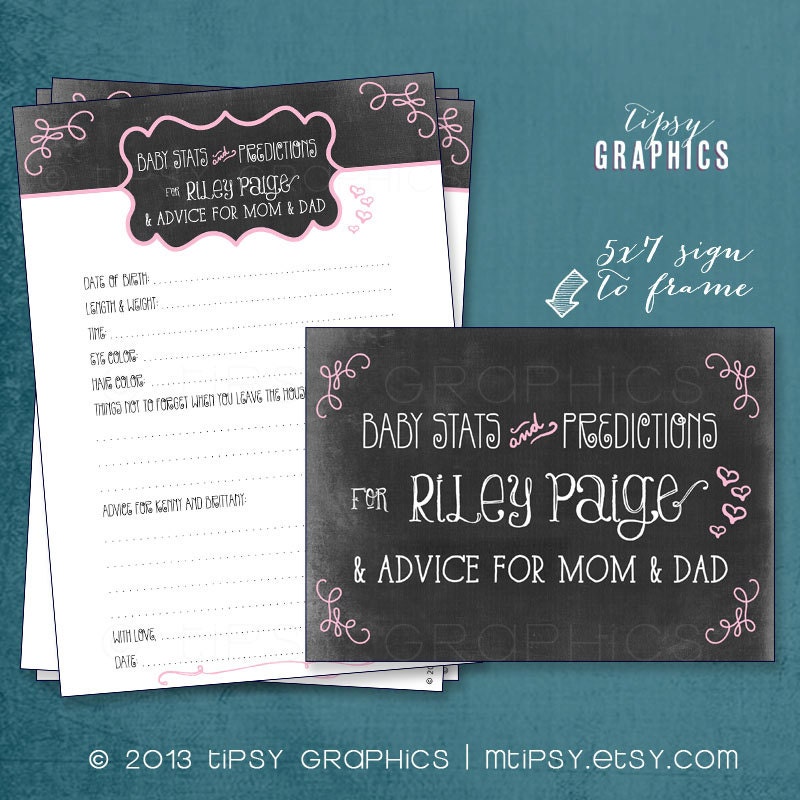 Chalkboard Bun in the Oven Baby Predictions Printable Cards. By Tipsy Graphics. Madlib. AdLib. Baby Wishes. Baby Statistics. Il_170x135
