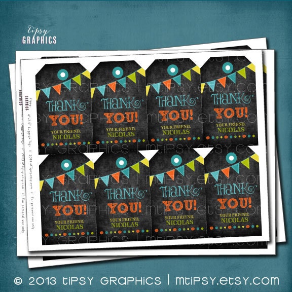 Colorful Chalkboard Luggage Tags. Birthday Party Favor Tags by Tipsy Graphics. Il_170x135