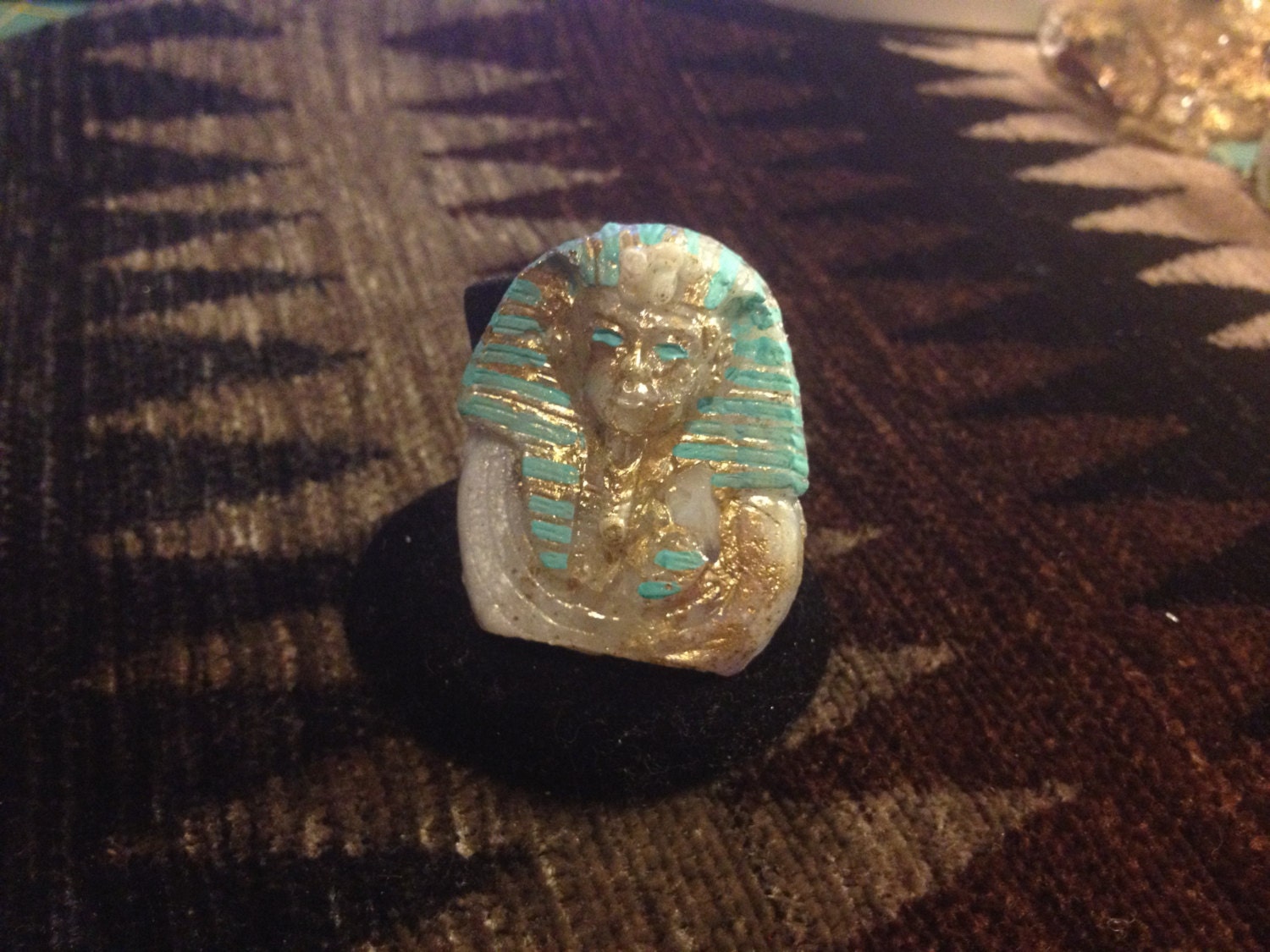 Orgone Pharaoh Ring Gold Quartz Crystals