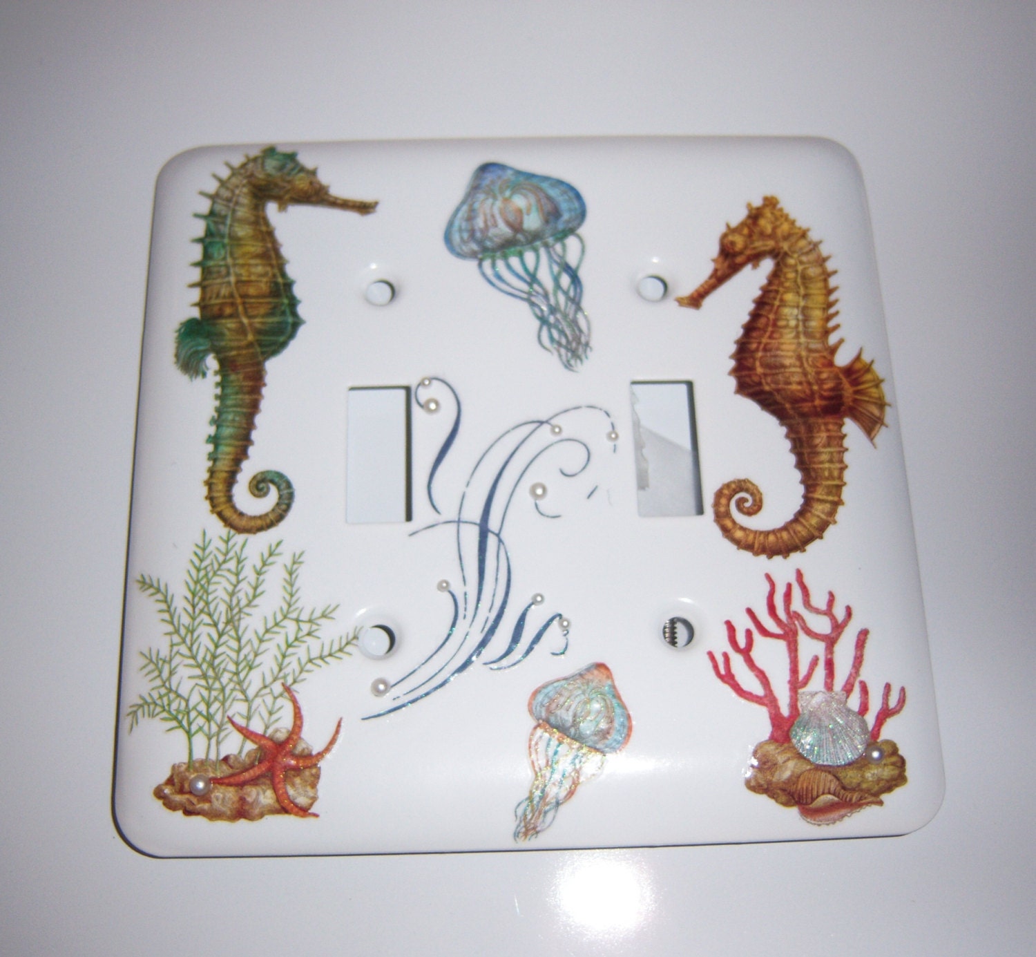 Ocean themed double light switch cover