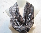 infinity scarf Loop scarf Neckwarmer Necklace scarf Fabric Chiffon scarf  brown  black  cream -leopard pattern