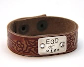 EOD wife Hand Stamped Butterfly Leather Cuff