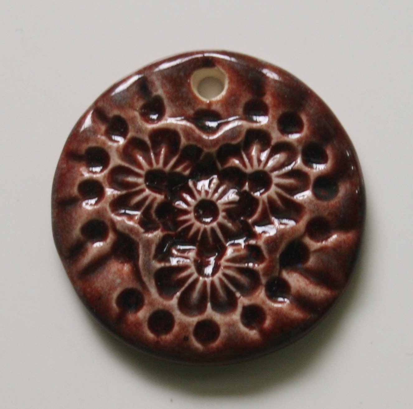 Handmade Ceramic Floral Porcelain Pendant 1251813