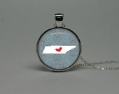 Silver Glass Necklace with I Heart Tennessee