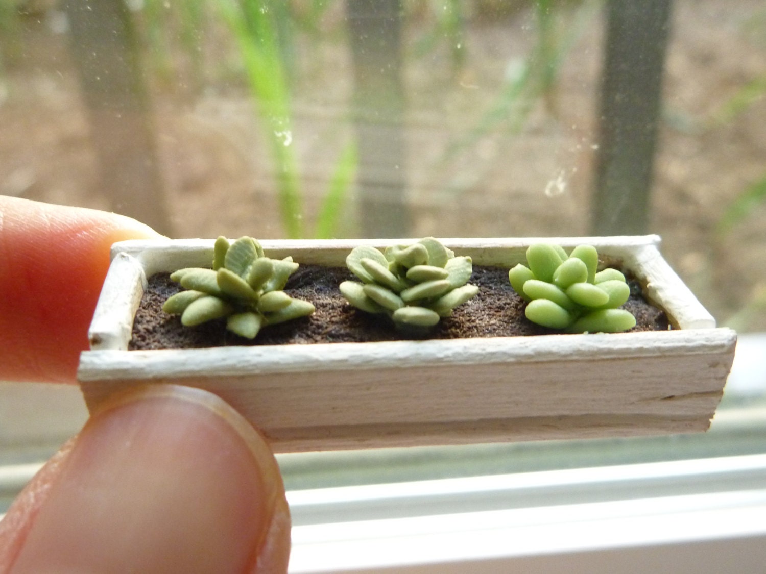 Miniature Dollhouse Succulent Plants in a Vintage Planter
