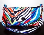 Multi Color Zebra Black Bag Purse Animal Print Snap Pocket Punk Goth Lolita Handmade Red Yellow Green Teal Purple