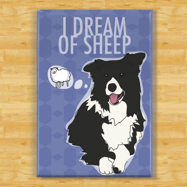 Border Collie Magnet - I Dream of Sheep - Dog Magnet