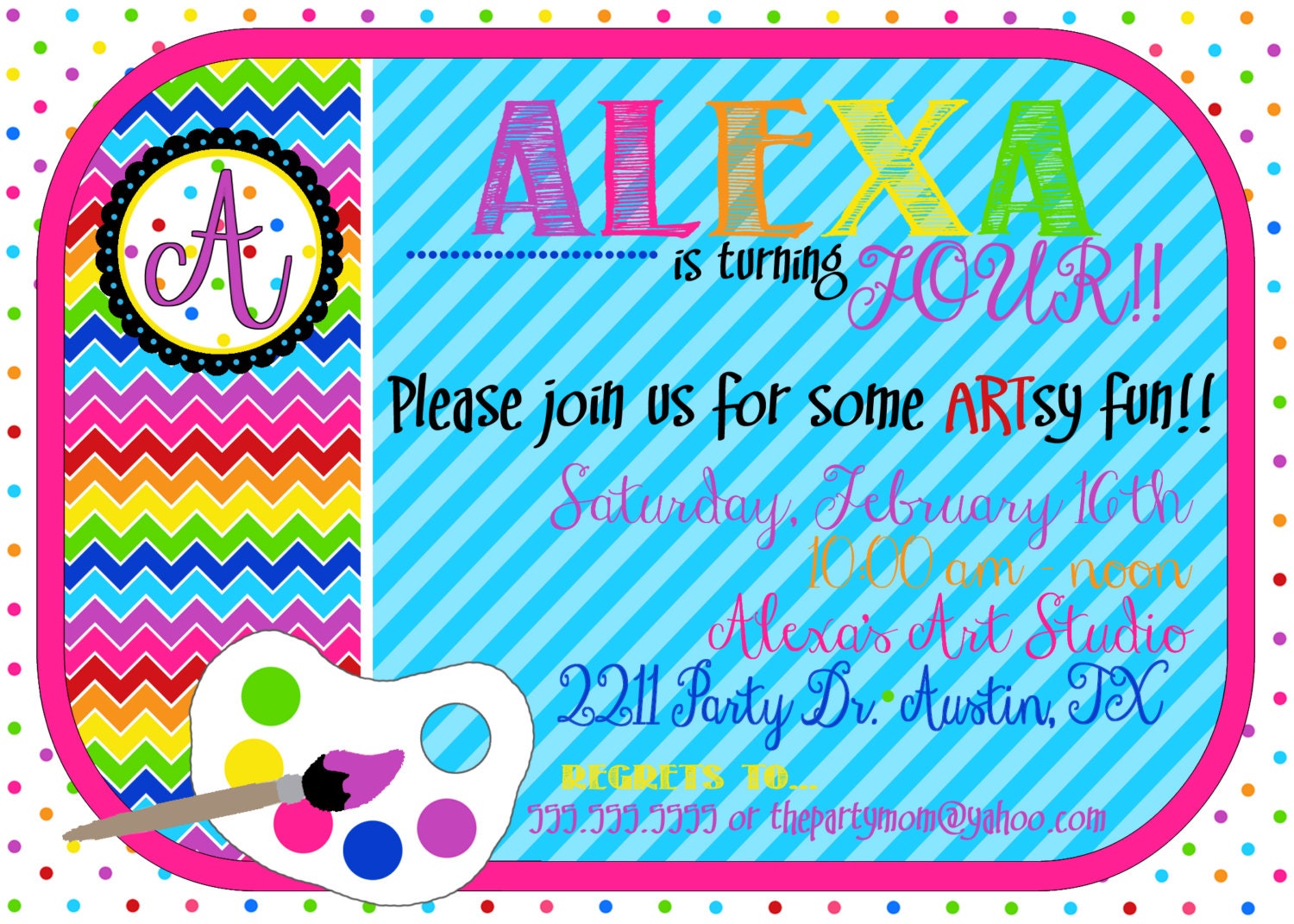 Art / Painting Party - Custom Photo Birthday Invitation