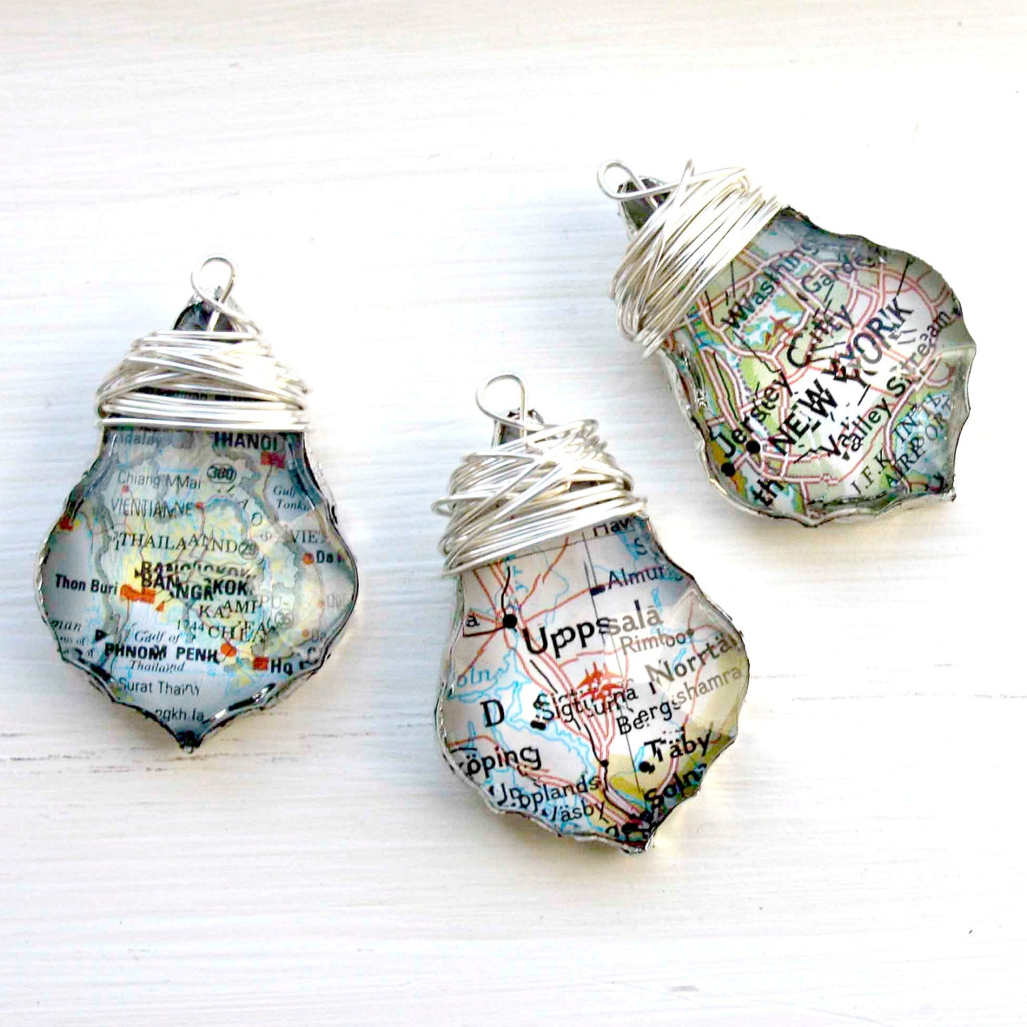 Custom Map Necklace Chandelier Prism Crystal You Pick the Place