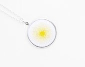 Necklace Pendant in Embroidered Abstract Lemon and Pale Yellow Gradient, Ombre French Knots- PENDANT ONLY