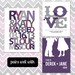 Custom Wedding Gift - Couples Names Wedding Date with Typography 8x10 print Purple Wedding Decor