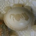 Carved & Etched Victorian Lace Chicken Egg - Mr and Mrs Rabbit Silhouettes