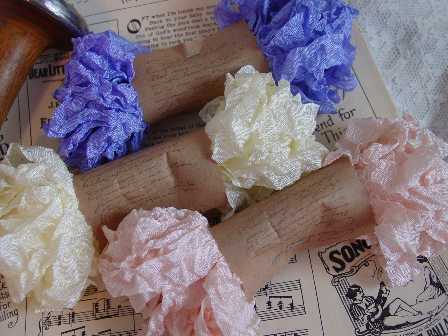 Shabby Wrinkled Sweet MARISSA ribbon bundle, 15 yards