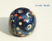 Handmade Lampwork focal bead "Blue Spiral" Creeky Beads SRA