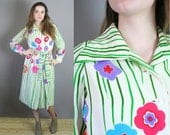 Vintage 1970s Floral Midi Length Day Dress