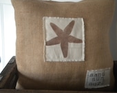 Burlap Coastal Pillow Cover