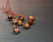 Handmade lampwork glass head pins set of 8 on 22 ga copper wire-sampler-OOAK-SRA-Jewelry suppliesFREE SHIPPING