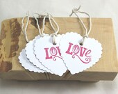 10 Handmade Wedding Love Gift Tags - Heart Shaped and pre-strung - you choose the ink color Il_170x135
