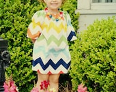 Rainbow Chevron peasant dress