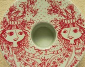Vintage Nymolle Bjorn Wiinblad Red Romantic Ceramic Candlestick holder by EdibleComplex on Etsy