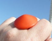 Margaux bright orange statement cocktail ring - matte conical round ring - eco friendly repurposed vintage