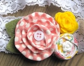 Stretch Lace Headband - white / pink / yellow rosettes