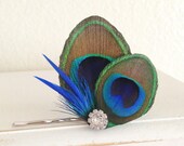 Peacock Wedding-Peacock bobby-pin hair piece-double eye