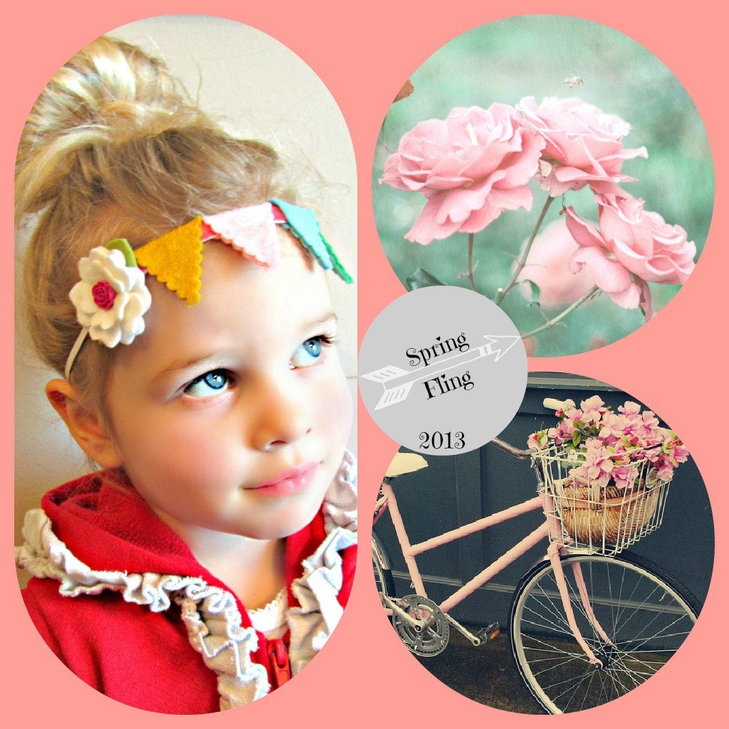 Felt Flower Headband - Bunting Garland Headband, Photography Props