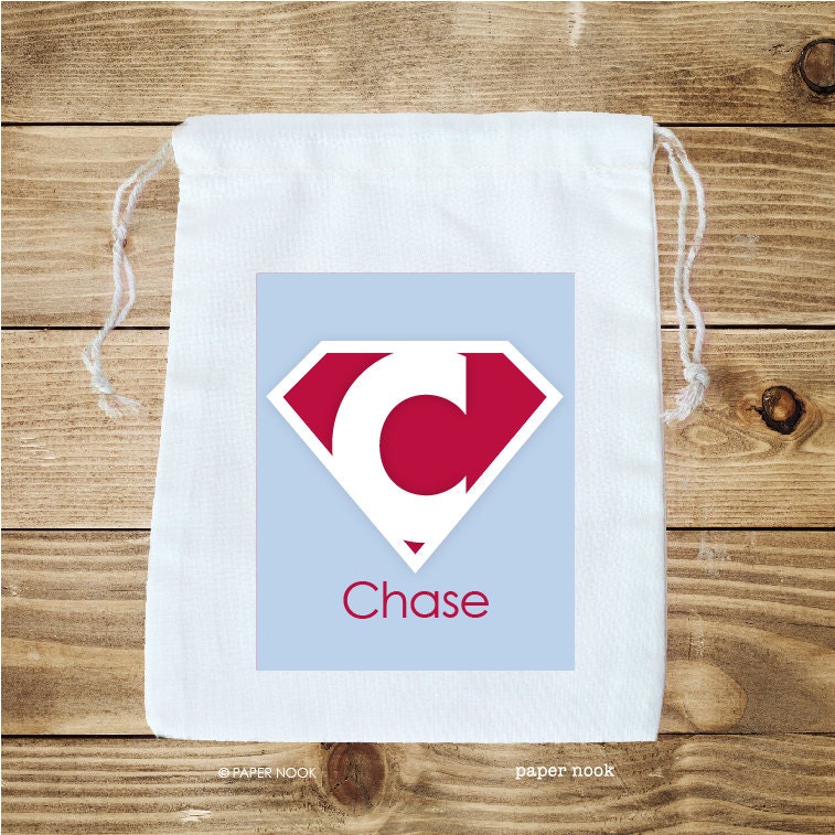 Superhero Personalized Cotton Favor Bag
