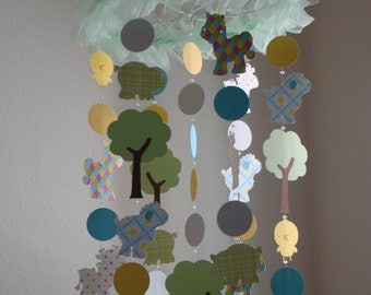 Fun and Whimsy Farm Animals Trees and Circles Baby Mobile