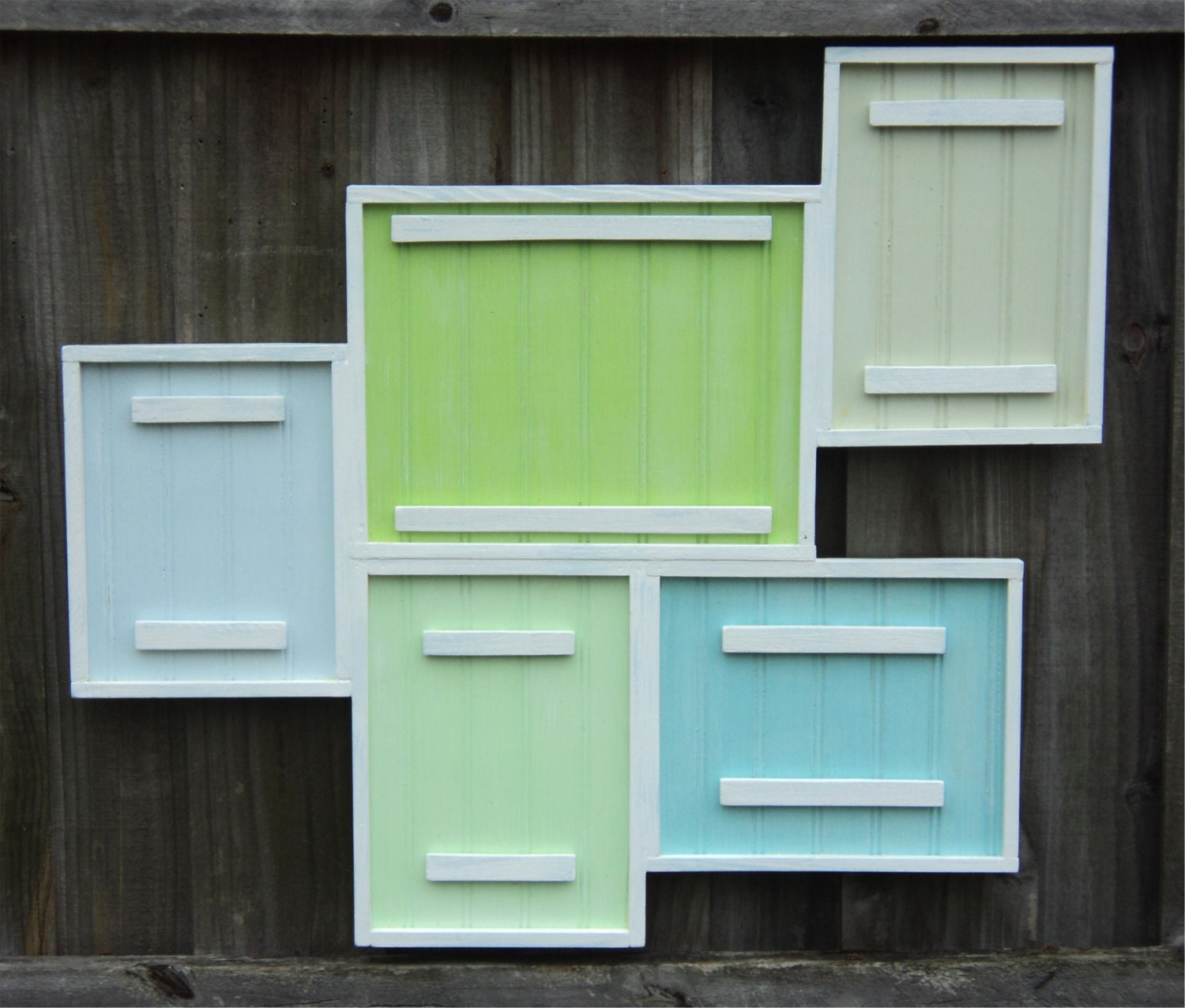 Beach-y Photo Wooden Frame Collage, Coastal Cottage Decor, YOU CHOOSE COLORS