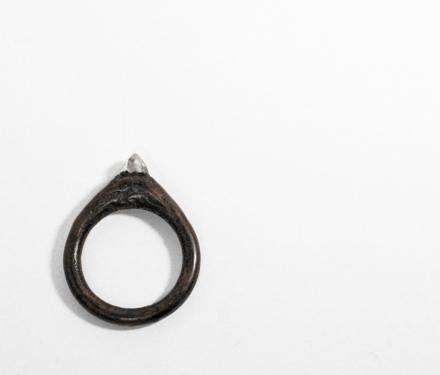 Diamond Ring No. 024 // Simple Minimalist Herkimer Diamond Copper Ring Gemstone Mineral Feminine Ring ( 7 )