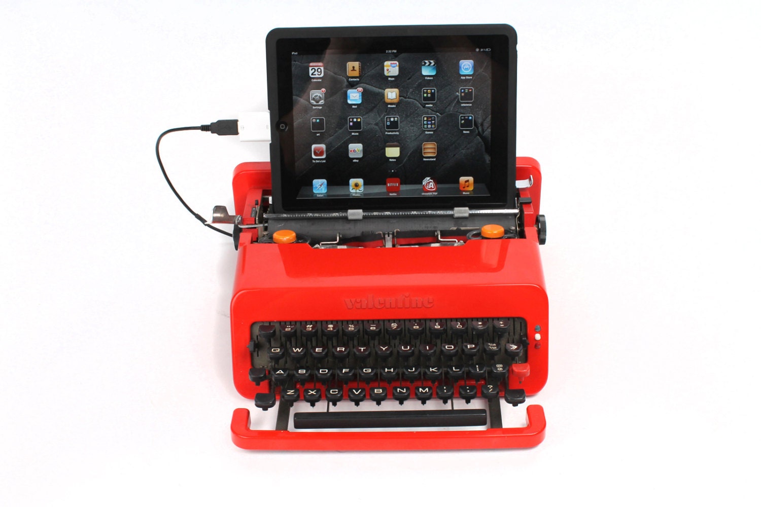 USB Typewriter Computer Keyboard and iPad Dock -- Olivetti Valentine