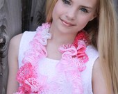 Ruffle Scarf - CHILD SIZE - Gorgeous Ruffle Fashion Scarf - hand-crochet with lace yarn, Women Accessories, Scarves