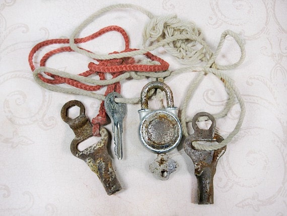 Old Rusty Keys and Rusted Lock Skate Key Yale