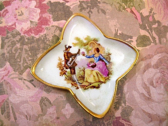 Small Limoges Porcelain Dish Fragonard Transferware