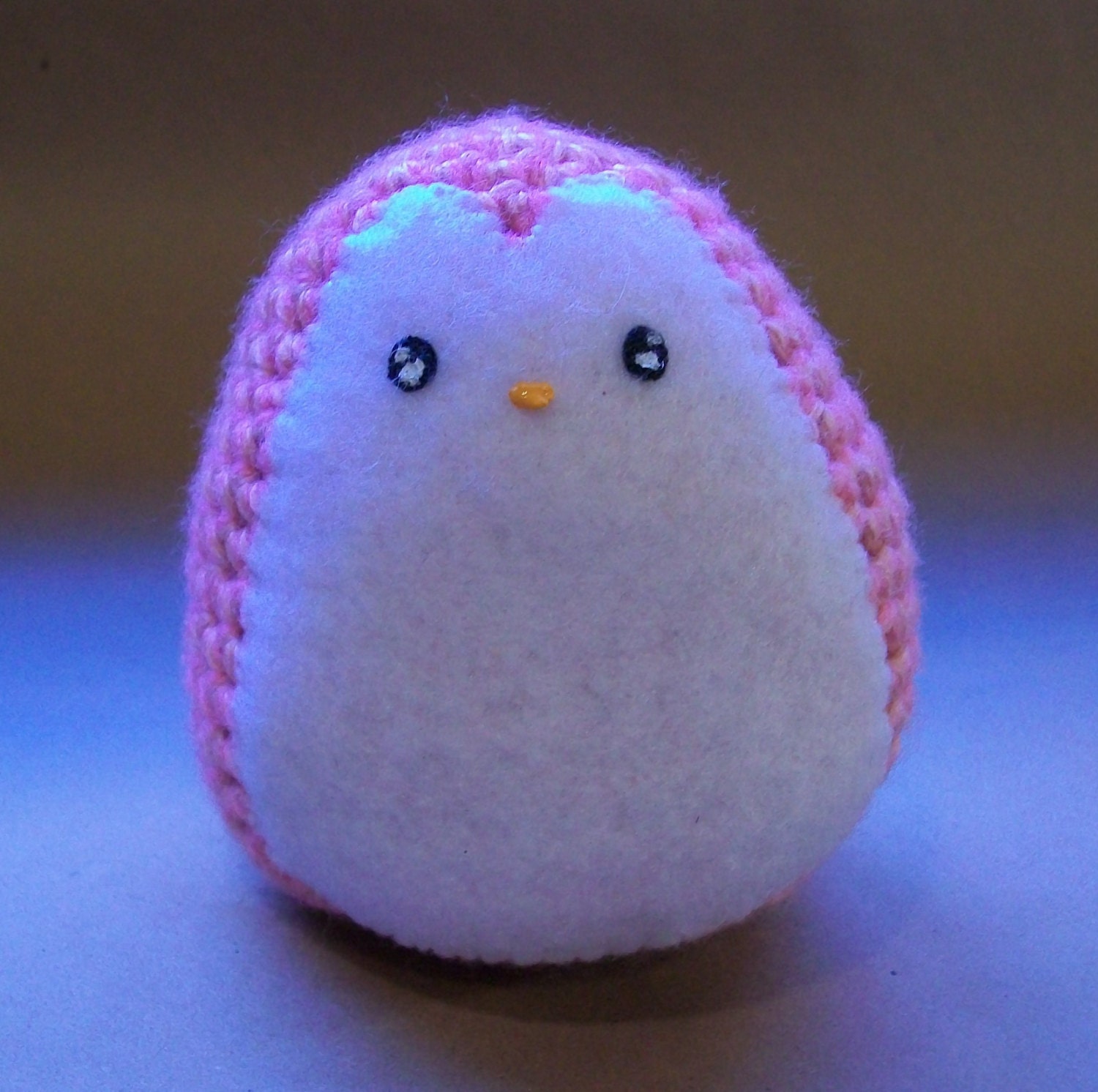 large crochet penguin amigurumi toy // pink // ready to ship